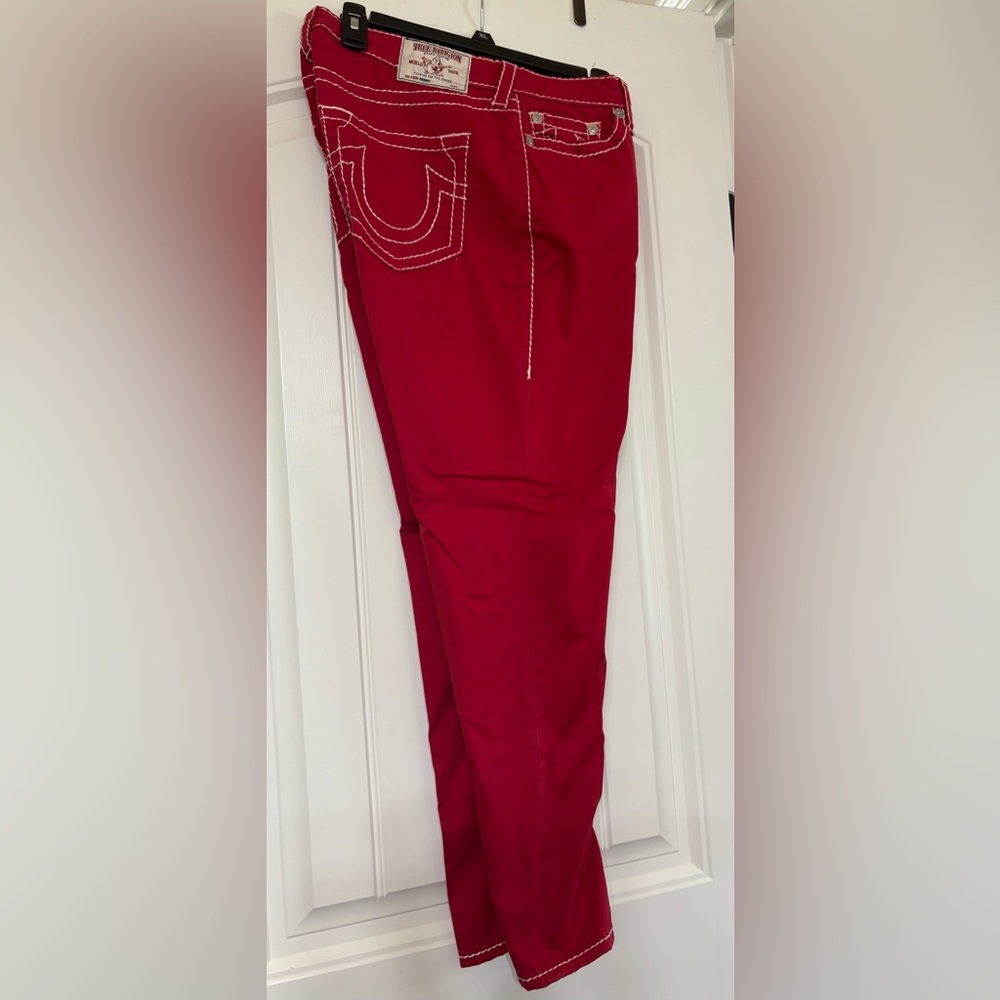 True Religion Red Straight Leg Jeans